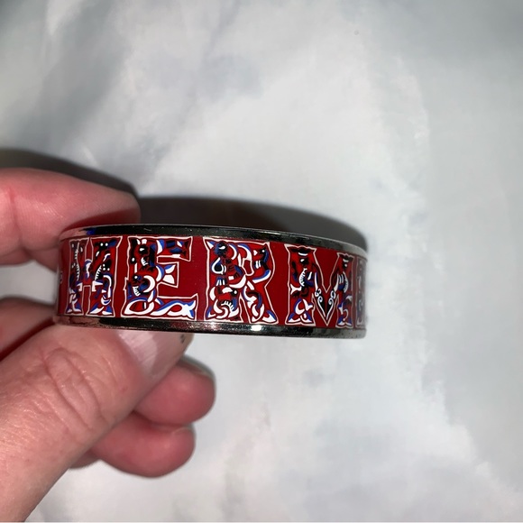 authentic HERMÈS palladium & enamel CUFF size PM - Picture 11 of 13